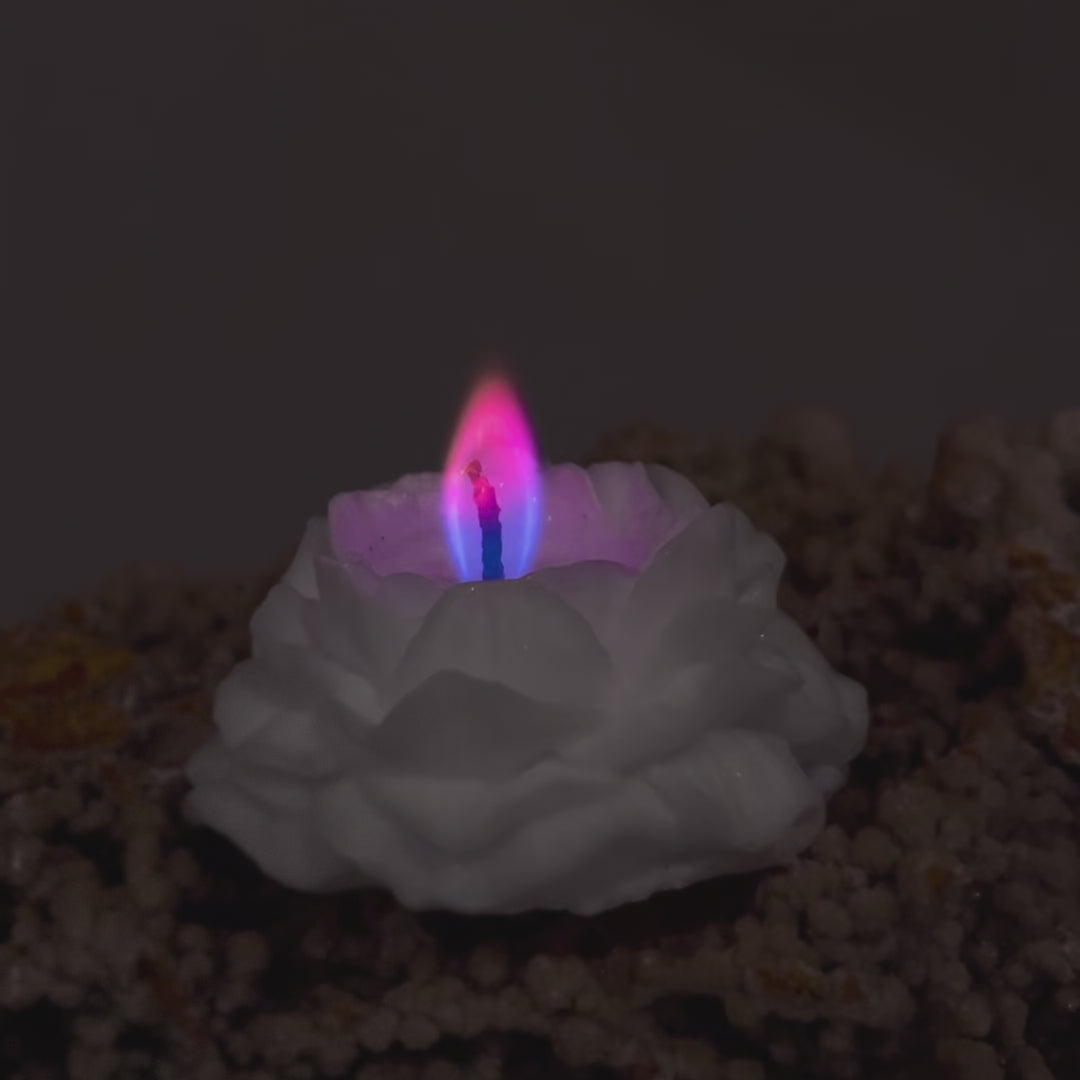No. 2 – rose candle with a colored flame